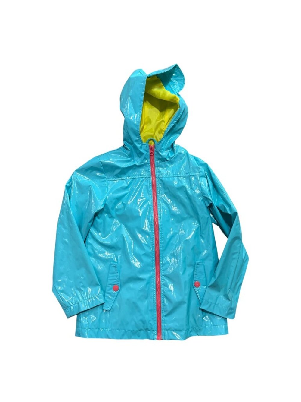Cherokee Girls Raincoat Size Medium 7/8 Blue Hooded Waterproof